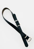 Bayan Siyah Vegan Deri Çift Tokalı Kemer