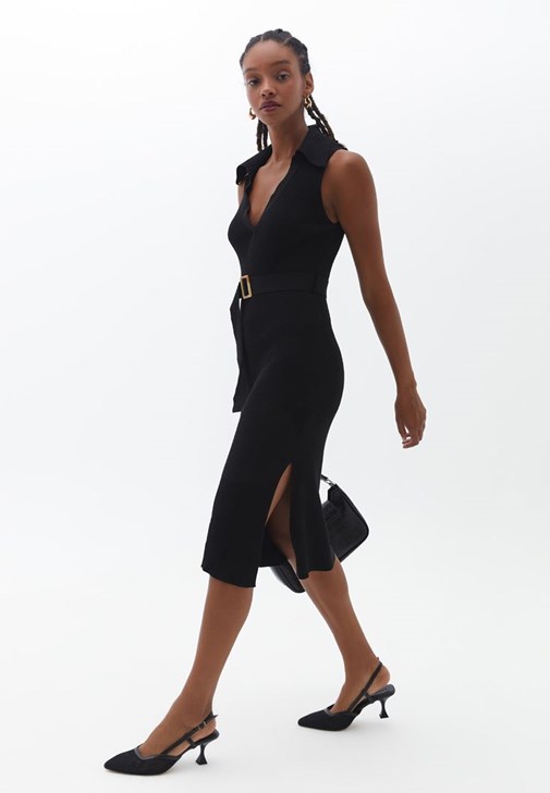 Triko Elbise ve Topuklu Ayakkabı Kombini