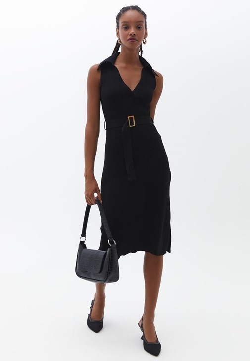 Triko Elbise ve Topuklu Ayakkabı Kombini