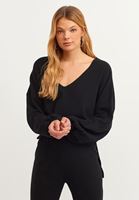 Bayan Siyah Balon Kollu Triko Kazak