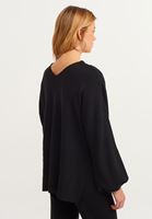 Bayan Siyah Balon Kollu Triko Kazak