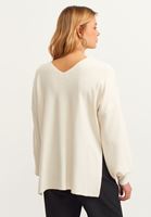 Bayan Krem Balon Kollu Triko Kazak