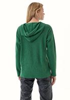 Bayan Yeşil Kapüşonlu Triko Kazak