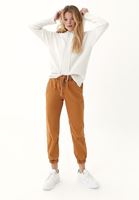 Bayan Krem Kapüşonlu Triko Kazak