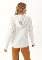 Bayan Krem Kapüşonlu Triko Kazak