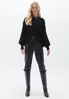 Bayan Siyah Kruvaze Triko Kazak