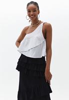 Wide-Leg Pantolon ve Fırfırlı Bluz Kombini