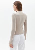 Bayan Bej Polo Yaka Triko Kazak 