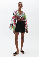 Bayan Çok Renkli Bağlama Detaylı Bluz