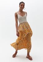 Bayan Çok Renkli Çiçekli Uzun Elbise