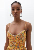 Bayan Çok Renkli Çiçekli Uzun Elbise