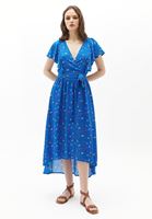 Bayan Çok Renkli Desenli Midi Boy Elbise