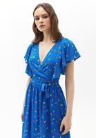 Bayan Çok Renkli Desenli Midi Boy Elbise