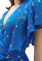 Bayan Çok Renkli Desenli Midi Boy Elbise