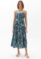 Bayan Çok Renkli İnce Askılı Midi Boy Elbise 