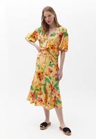 Bayan Çok Renkli Desenli Midi Boy Etek