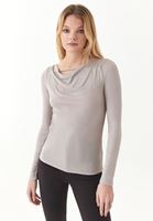 Bayan Bej Degaje Yaka Bluz