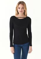 Bayan Siyah Degaje Yaka Bluz