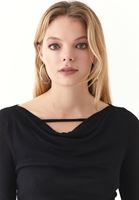 Bayan Siyah Degaje Yaka Bluz