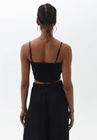 Bayan Siyah İnce Askılı Crop Top