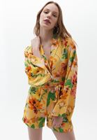 Bayan Çok Renkli Kruvaze Yaka Tulum