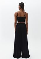 Bayan Siyah Ultra Yüksek Bel Yırtmaçlı Pantolon