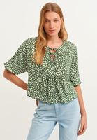 Bayan Çok Renkli Bağlama Detaylı Desenli Bluz