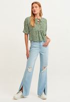 Bayan Çok Renkli Bağlama Detaylı Desenli Bluz