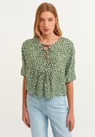 Bayan Çok Renkli Bağlama Detaylı Desenli Bluz