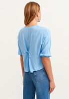 Bayan Mavi Bağlama Detaylı Bluz