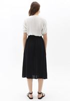 Bayan Siyah Yırtmaçlı Midi Boy Etek