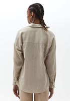 Bayan Bej Pamuklu Loose-Fit Gömlek