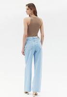 Bayan Mavi Yüksek Bel Straight-Fit Denim Pantolon