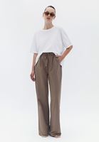 Bayan Kahverengi Yüksek Bel Wide-Leg Pantolon