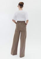 Bayan Kahverengi Yüksek Bel Wide-Leg Pantolon