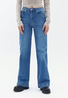 Bayan Mavi Yüksek Bel Wide-Leg Denim Pantolon