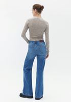 Bayan Mavi Yüksek Bel Wide-Leg Denim Pantolon
