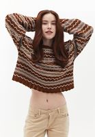 Bayan Çok Renkli Loose-Fit Ajurlu Kazak