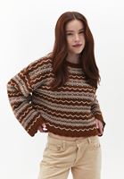 Bayan Çok Renkli Loose-Fit Ajurlu Kazak