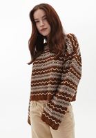 Bayan Çok Renkli Loose-Fit Ajurlu Kazak