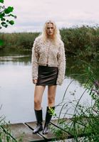 Bayan Bej Bisiklet Yaka Saçaklı Hırka