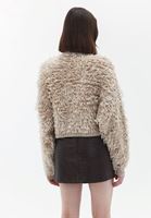 Bayan Bej Bisiklet Yaka Saçaklı Hırka