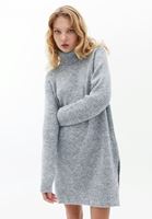 Bayan Gri Yüksek Yaka Triko Elbise