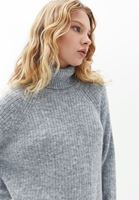 Bayan Gri Yüksek Yaka Triko Elbise