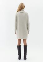 Bayan Bej Yüksek Yaka Triko Elbise