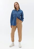 Bayan Mavi Oversize Denim Gömlek 