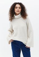 Bayan Bej Yumuşak Dokulu Loose-Fit Kazak