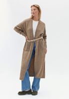 Bayan Kahverengi Cep Detaylı Uzun Hırka