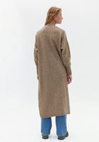 Bayan Kahverengi Cep Detaylı Uzun Hırka