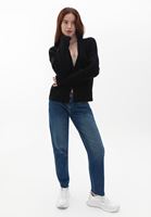 Bayan Siyah Düğmeli Triko Hırka